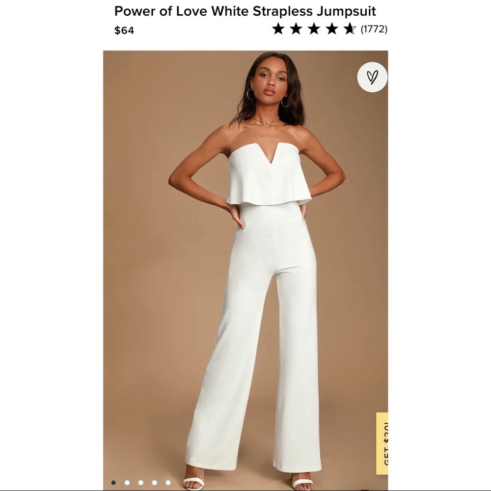 Lulu’s Power of Love White Strapless Jumpsuit (S)